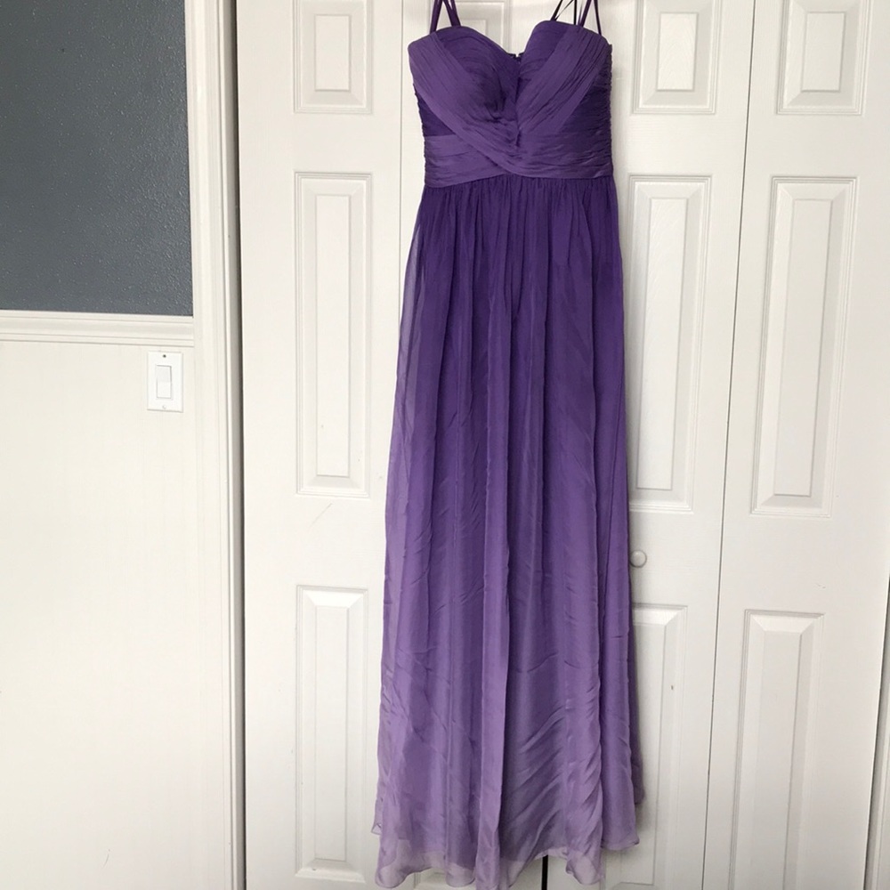 Purple ombré strapless prom dress